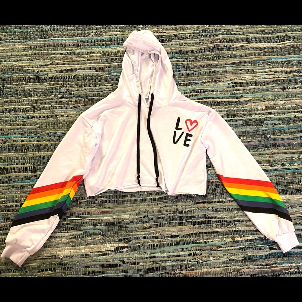 Medium crop Rainbow Love sweatshirt